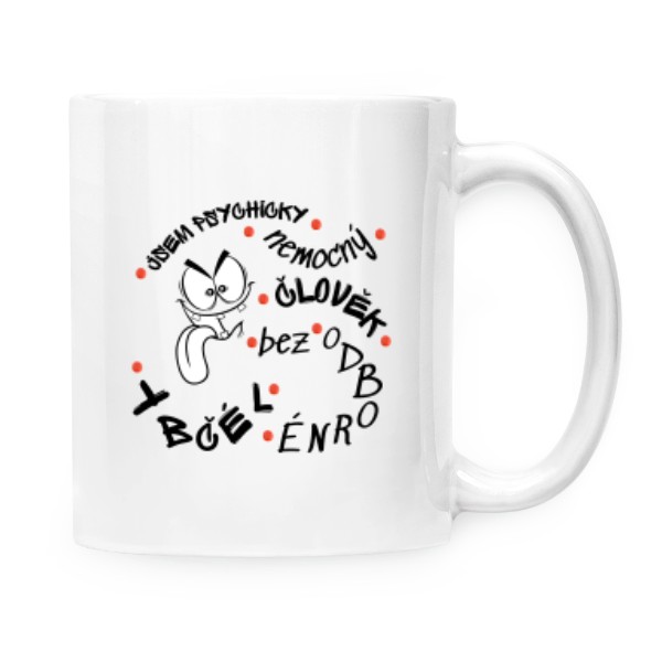 Hrnek malý bílý s potiskem Psycho čaj 